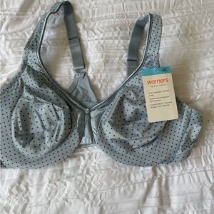 Warner's Light Blue Bra with Black Polka Dots
